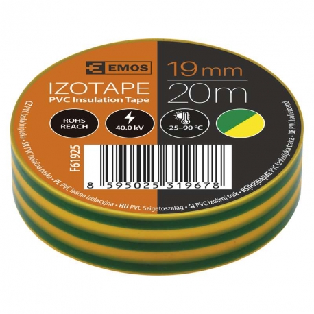 Izolačná páska 19 mm x 20 m žlto zelená